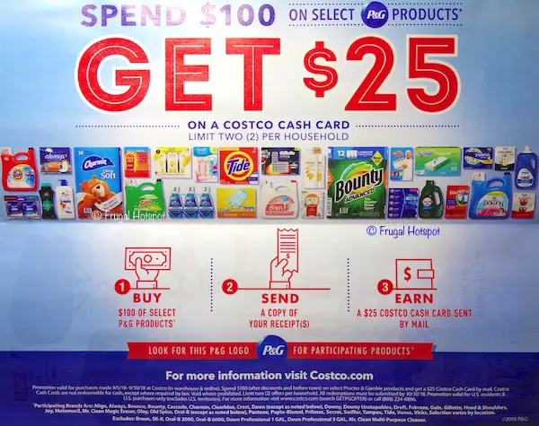 P&G Rebate. Spend $100 Get $25 Costco Cash Card