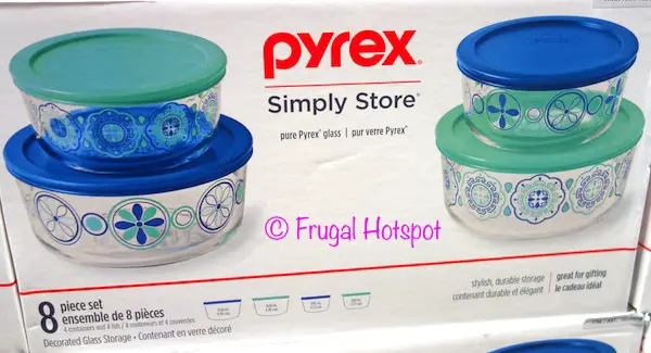 Pyrex Simply Store 8-Piece Decorated Glass Food Storage Set at Costco