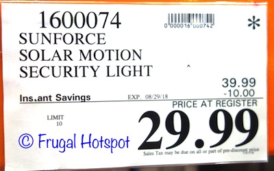 Sunforce Solar Motion Security Light Costco Price