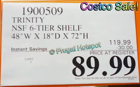 Trinity 6-Tier Wire Shelving Rack NSF | Costco Sale Price