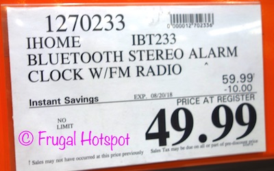 iHome Dual Alarm Stereo Clock Radio + Dual USB Charging. Costco Price