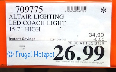 Costco Sale Price: Altair Lighting Outdoor Energy Saving LED Lantern