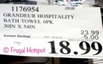 Costco Sale Price: Grandeur Hospitality Bath Towel 6-Pack