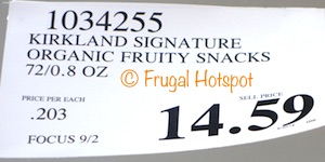 Costco Price: Kirkland Signature Organic Fruity Snacks 72/0.8 oz