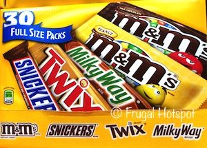M&M’s Mars Full-Size Candy Bars 30-ct (5 M&M’s, 6 Peanut M&M’s, 4 Milky Way, 7 Twix, 8 Snickers) at Costco