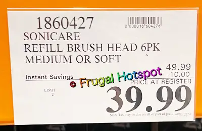 Sonicare Brush Head 6 Pack DiamondClean or Plaque Control | Costco Sale Price