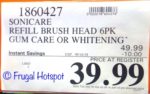Costco Sale Price: Sonicare Brush Head 6-Pack DiamondClean or Plaque Control 