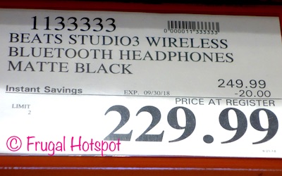 Costco Price: Beats Studio3 Wireless Bluetooth Headphones Matte Black