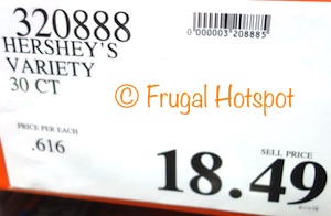 Costco Price: Hershey's Full-Size Candy Bars 30-count (7 Hershey’s, 7 Hershey’s with Almonds, 10 Reese’s Peanut Butter Cups, 6 Kit Kat)