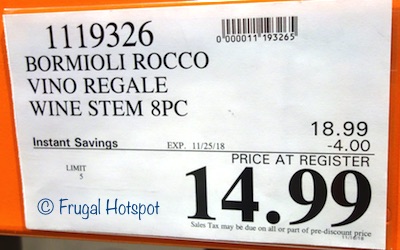 Costco Sale Price: Bormioli Rocco Vino Regale Wine Glasses 8-Piece 
