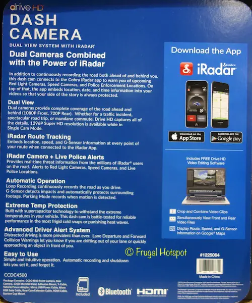 Cobra Drive HD Dual View Dash Camera at Costco