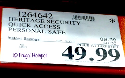 Heritage Security Quick Access Personal Safe Costco Sale Price