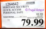 Costco Sale Price: Heritage Security Quick Access Personal Safe