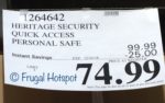Costco Sale Price: Heritage Security Quick Access Personal Safe