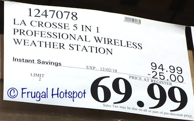 Costco Sale Price: La Crosse Technology Wi-Fi Professional Weather Station