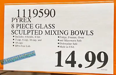 Pyrex 8 Pc Glass Mixing Bowls | Costco Price | Item 1119590