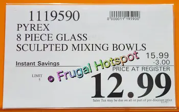 Pyrex Sculpted Glass Mixing Bowl 4 Piece Set | Costco Sale Price