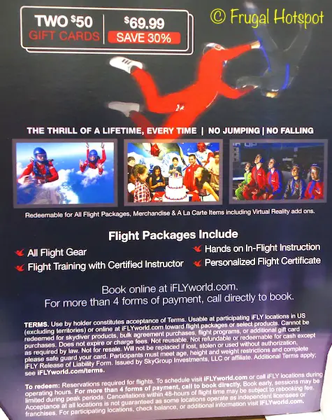 iFLY (2) $50 Gift Cards at Costco