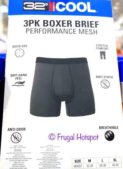 32 Degrees Men's Performance Mesh Boxer Brief 3-Pack at Costco