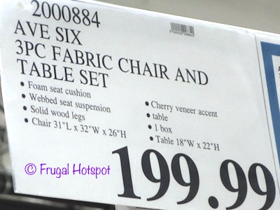 Costco Price: Avenue Six 3-Piece Fabric Chair & Accent Table Set