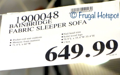 Costco Price: Bainbridge Fabric Sleeper Sofa