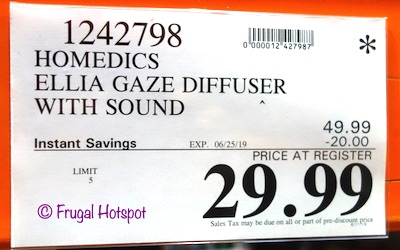 HoMedics Ellia Gaze Diffuser Costco Sale Price