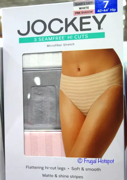 Jockey Ladies Seamfree Hi-Cut Briefs Quartz Gray, White, and Pink Shadow at Costco