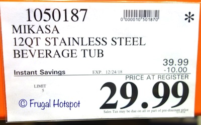 Costco Sale Price: Mikasa Hammered Stainless Steel Beverage Tub