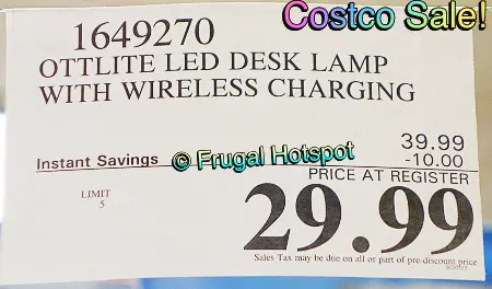 OttLite Wireless Charging LED Desk Lamp | Costco Sale Price