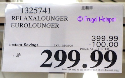 Relaxalounger Euro Lounger Costco Sale Price