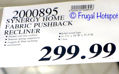 Costco Price: Synergy Home Furnishings Fabric Pushback Recliner