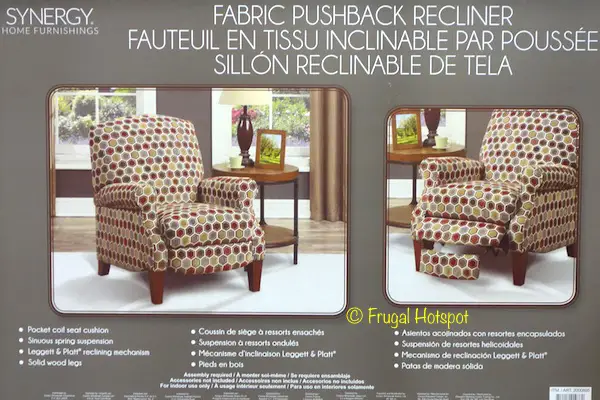 Synergy Home Furnishings Fabric Pushback Recliner at Costco 