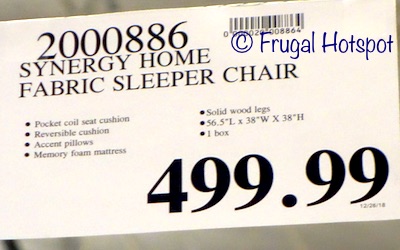 Costco Price: Synergy Home Furnishings Fabric Sleeper Chair