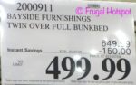 Costco Sale Price: Bayside Furnishings Midland Twin Over Full Bunk Bed