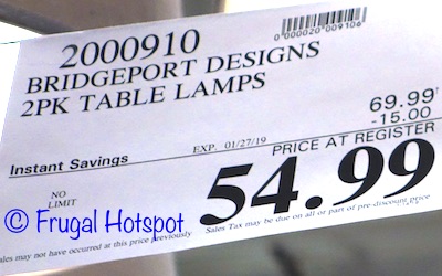 Costco Sale Price: Bridgeport Designs 2-Pack Table Lamps Costco Sale Price: Bridgeport Designs 2-Pack Table Lamps