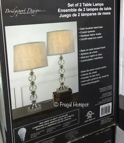 Bridgeport Designs Heidi Metal Table, Bridgeport Designs Set Of 2 Crystal Table Lamps