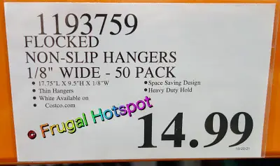 Flocked 50 Non Slip Hangers | Costco Price