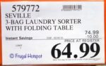 Costco Sale Price: Seville 3-Bag Laundry Sorter with Folding Table