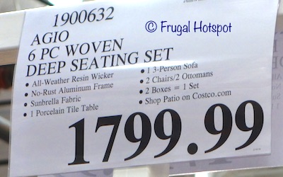 Costco Price: Agio South Dakota 6-Piece Woven Deep Seating Set