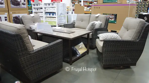 Agio St. Louis 5-Piece Woven Seating Set with Fire Table at Costco