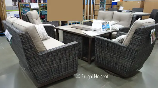 Agio St. Louis 5-Piece Woven Seating Set with Fire Table at Costco