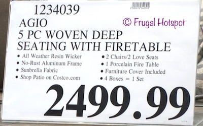 Costco Price: Agio St. Louis 5-Piece Woven Seating Set with Fire Table