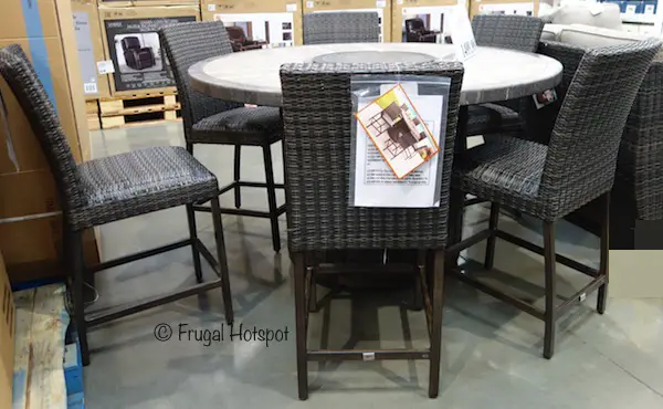 Agio St. Louis 7-Piece High Dining Set with Fire Table at Costco