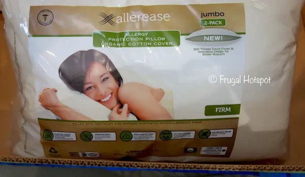 Allerease Organic Cotton Cover Allergy Protection Pillow Jumbo 2-Pack at Costco