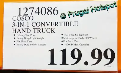 Cosco 3-in-One Convertible Hand Truck | Costco Price