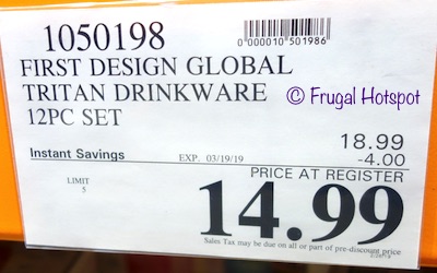 Costco Sale Price: First Design Global Tritan Drinkware 12-Piece Set