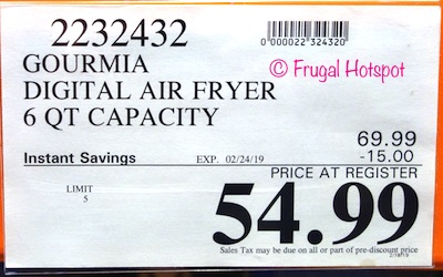 Costco Sale Price: Gourmia 6-Qt Digital Air Fryer