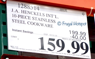 Costco Sale Price: J.A. Henckels International 10-Piece RealClad Tri-Ply Stainless Steel Cookware Costco Sale Price: J.A. Henckels International 10-Piece RealClad Tri-Ply Stainless Steel Cookware