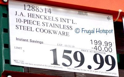 Costco Sale Price: J.A. Henckels International 10-Piece RealClad Tri-Ply Stainless Steel Cookware