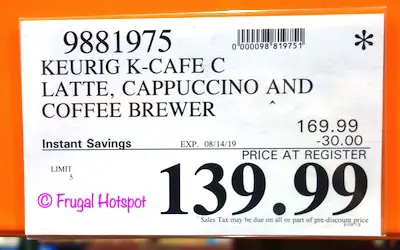 Keurig K-Cafe C Latte, Cappuccino and Coffee Brewer Costco Sale Price